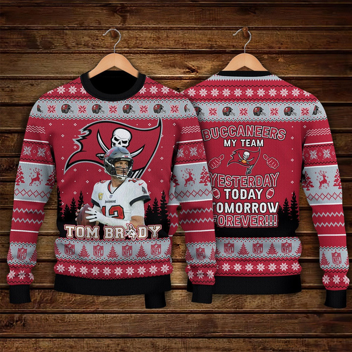 Tom Brady Tampa Bay Buccaneers My Team Forever NFL Print Christmas Sweater