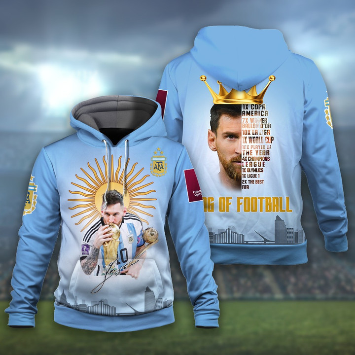 Lionel Messi Argentina King Of Football Print 3D Hoodie
