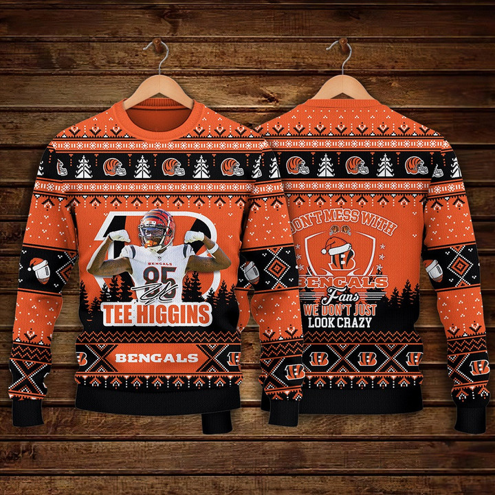 Tee Higgins Cincinnati Bengals Do Not Mess With Bengals Fan NFL Print Christmas Sweater