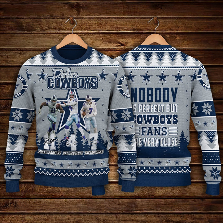 Micah Parsons Dak Prescott Trevon Diggs Dallas Cowboys Cowboys Fans Are Perfect NFL Print Christmas Sweater