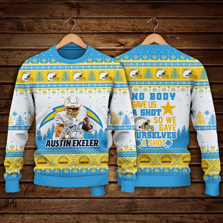 Austin Ekeler Los Angeles Chargers We Gave Ourselves A Shot NFL Print Christmas Sweater
