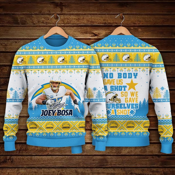 Joey Bosa Los Angeles Chargers We Gave Ourselves A Shot NFL Print Christmas Sweater