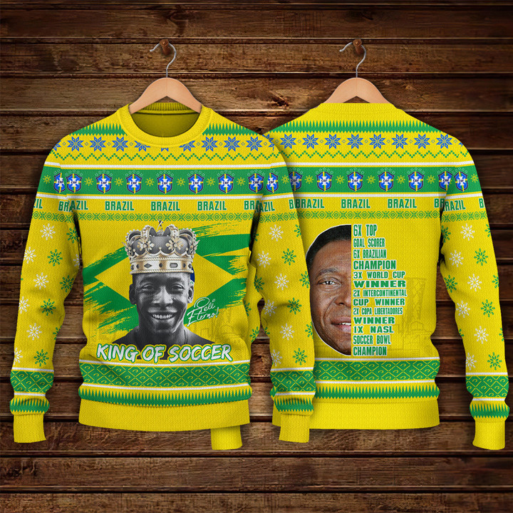 Pelé Brazilian Footballer King Of Soccer Print Christmas Sweater