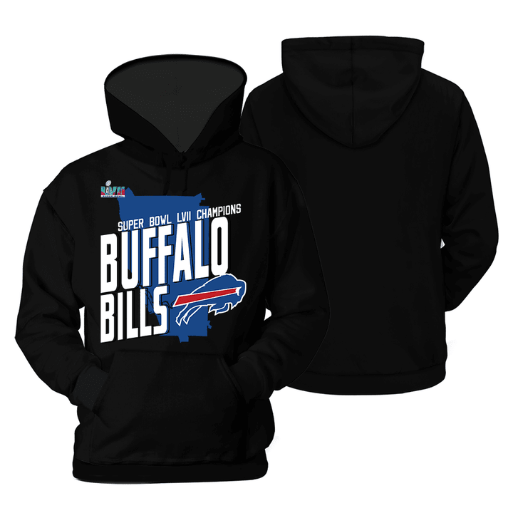 Deliver 7-10 Business Days Buffalo Bills Super Bowl Map Print 2D Hoodie