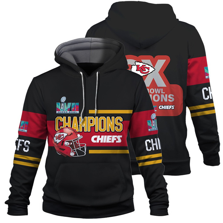 Kansas City Chiefs Kingdom Win 3X Super Bowl Champion Print 3D Hoodie
