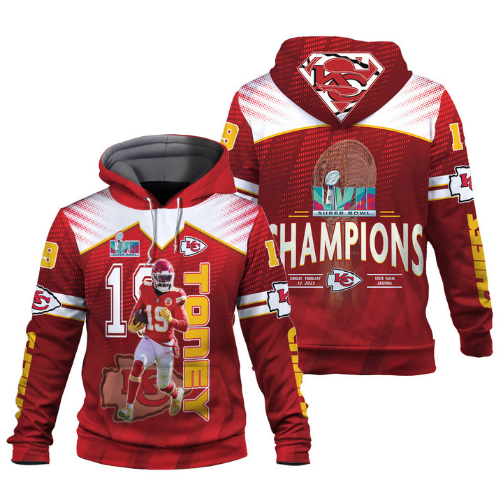 Kadarius Toney Superstar Kansas City Chiefs Super Bowl LVII Champions Print 3D Hoodie