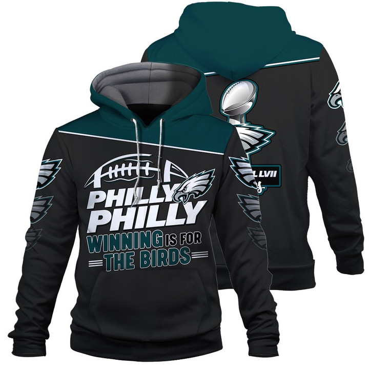 Philadelphia Eagles Winning Is For The Birds NFL Super Bowl LVII Champions 2023 Print 3D Hoodie