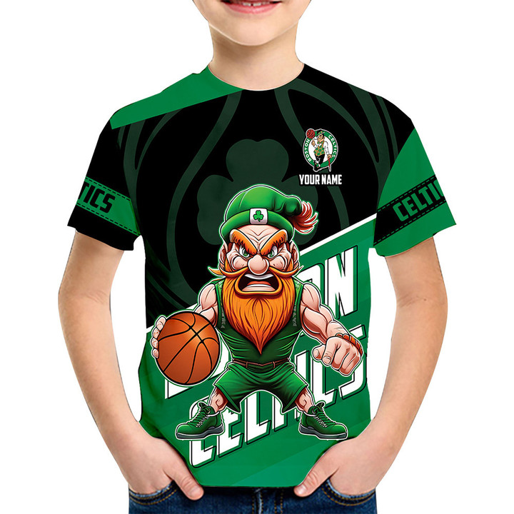 Boston Celtics for Kids Personalized Name 3D T-Shirts Gift For Fan