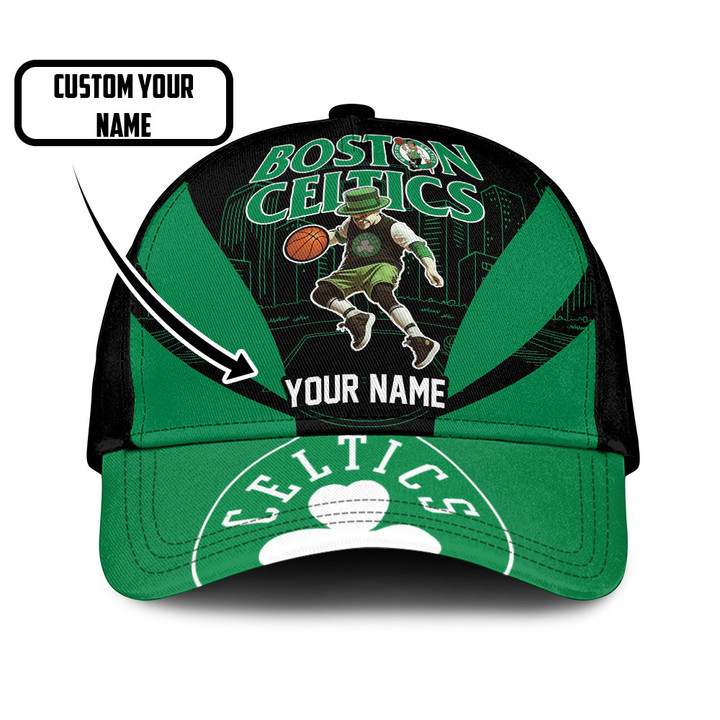 Boston Celtics Pattern Custom Name Baseball Cap Hat