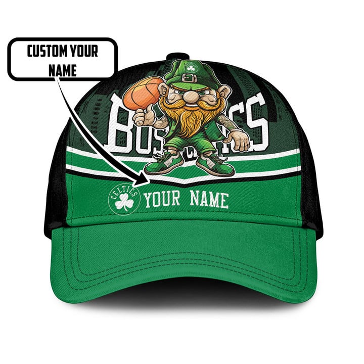 Boston Celtics Lucky The Leprechaun Pattern Custom Name Print Baseball Cap Hat