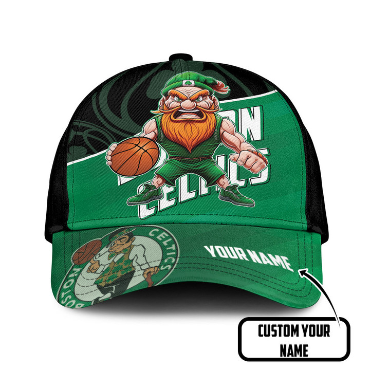 Boston Celtics Mascot Pattern Custom Name Baseball Cap Hat