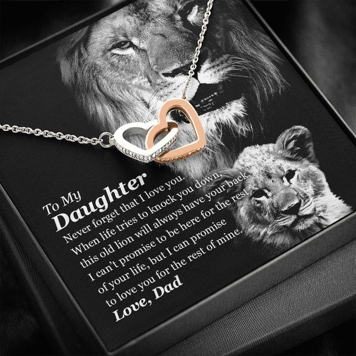 I Will Always Have Your Back Interlocking Hearts Necklace Dad Gift For Daughter