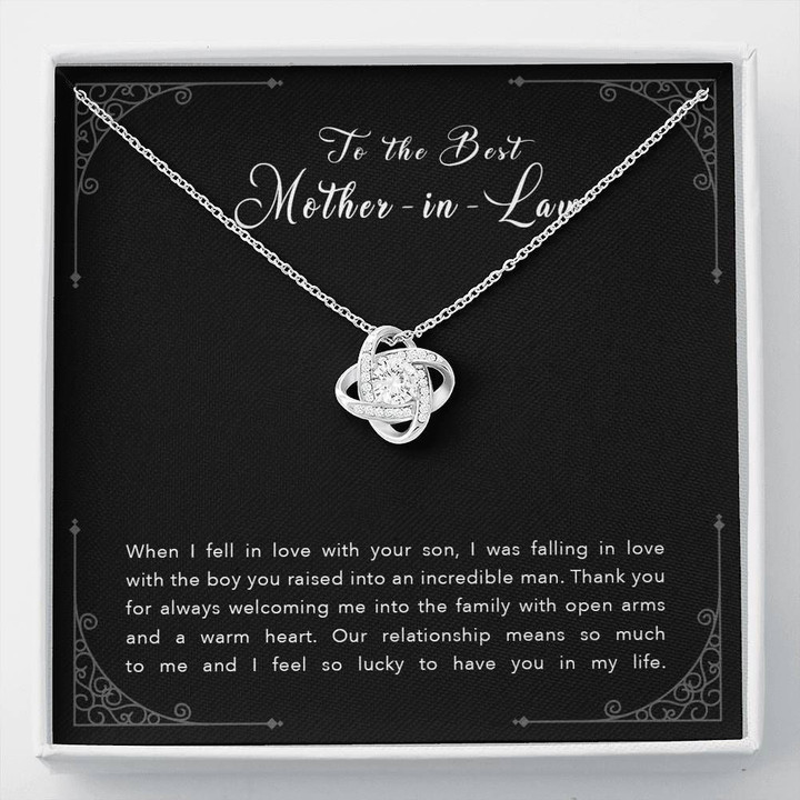 To My Mother In Law Thanks For Always Welcoming Me Love Knot Necklace Gift For Mom