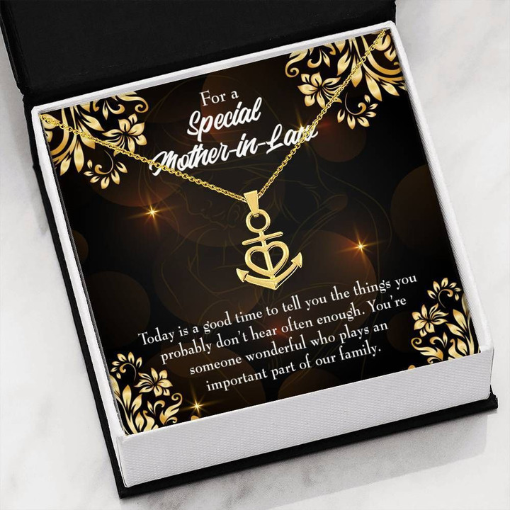 Today Is A Good Time Message Card Anchor Necklace Gift For Mother In Law