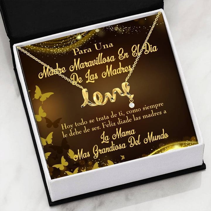Spanish Loving Message Card Scripted Love Necklace Gift For Mom