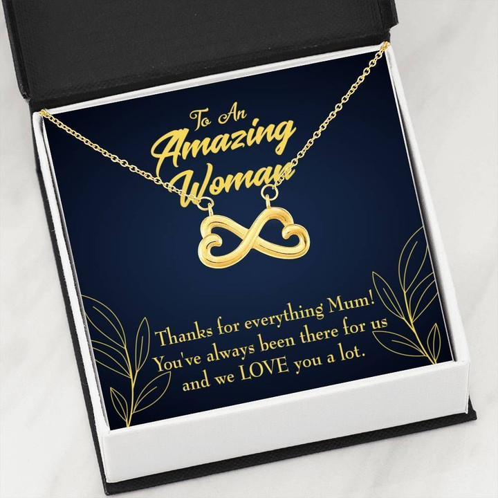 Thank You Everything Gift For Mom 18K Gold Infinity Heart Necklace