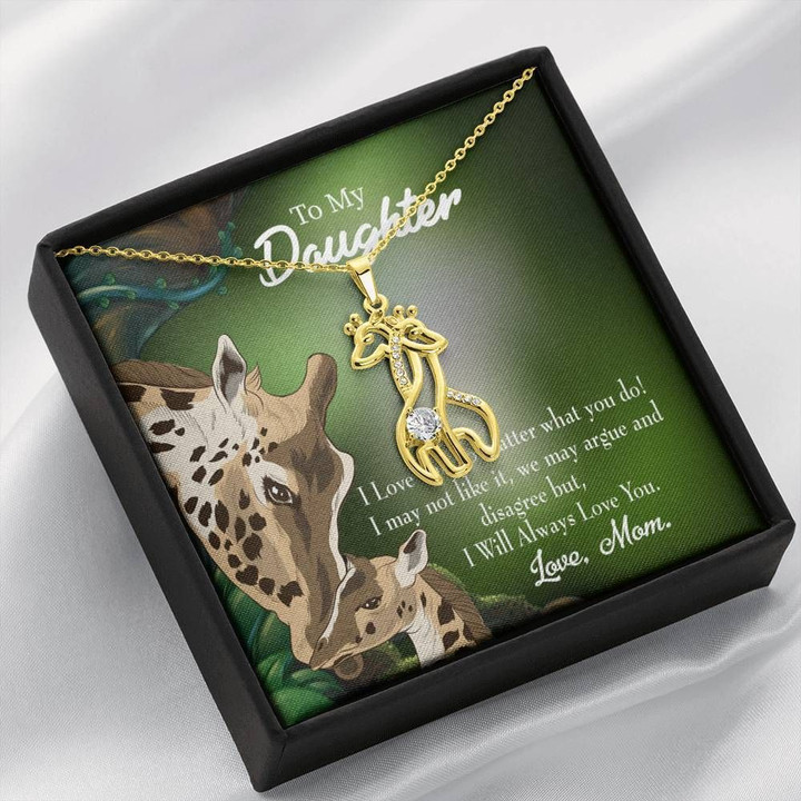 To My Daughter Mom Loves You No Matter What Giraffe Couple Necklace