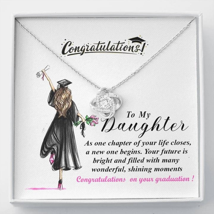 Graduation Gift For Daughter Your Future Filled With Many Wonderful Moments Love Knot Necklace