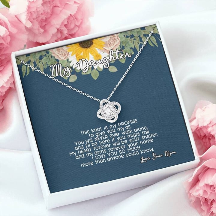 I Love You So Much Mom Gift For Daughter Love Knot Necklace