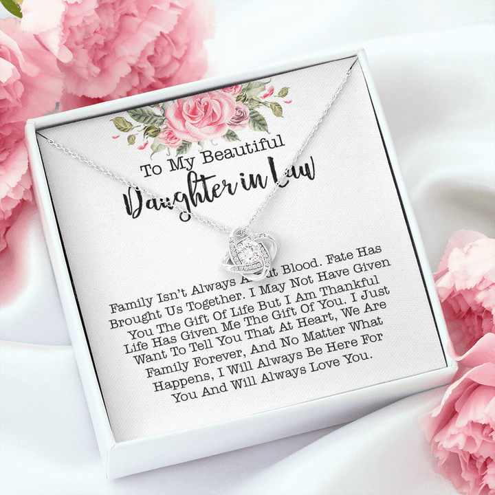 To Daughter In Law I'll Always Be Here For You Love Knot Necklace Gift For Daughter