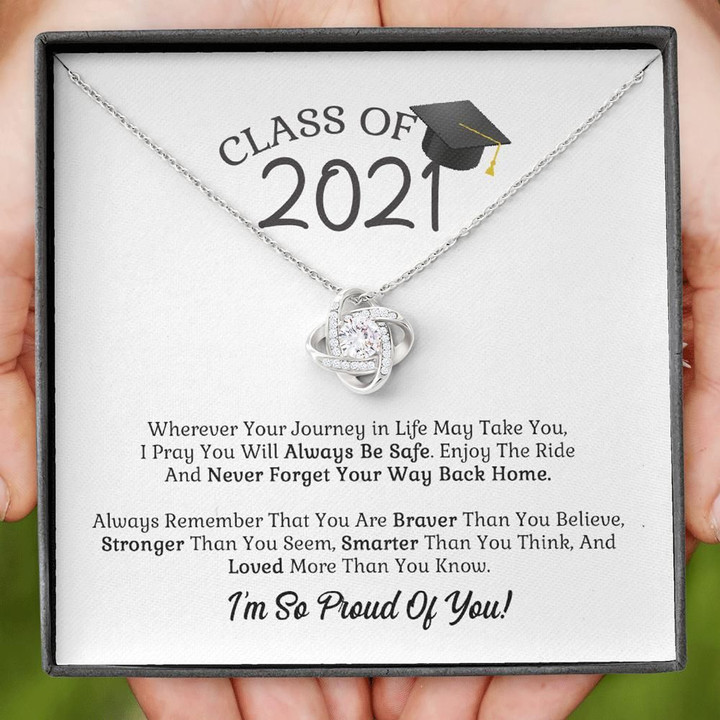 Class Of 2021 Wherever Your Journey In Life May Take You Gift For Children Love Knot Necklace
