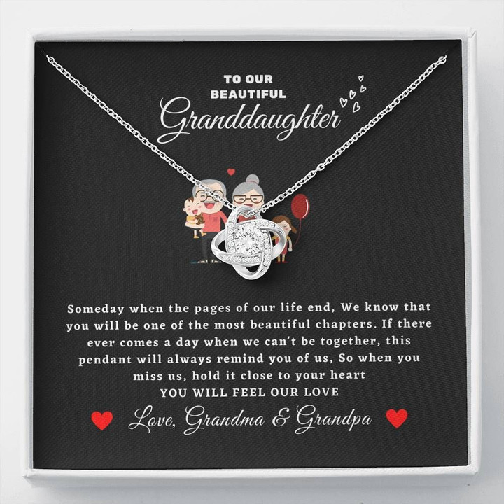 Grandparents Gift For Granddaughter Love Knot Necklace When You Miss Us