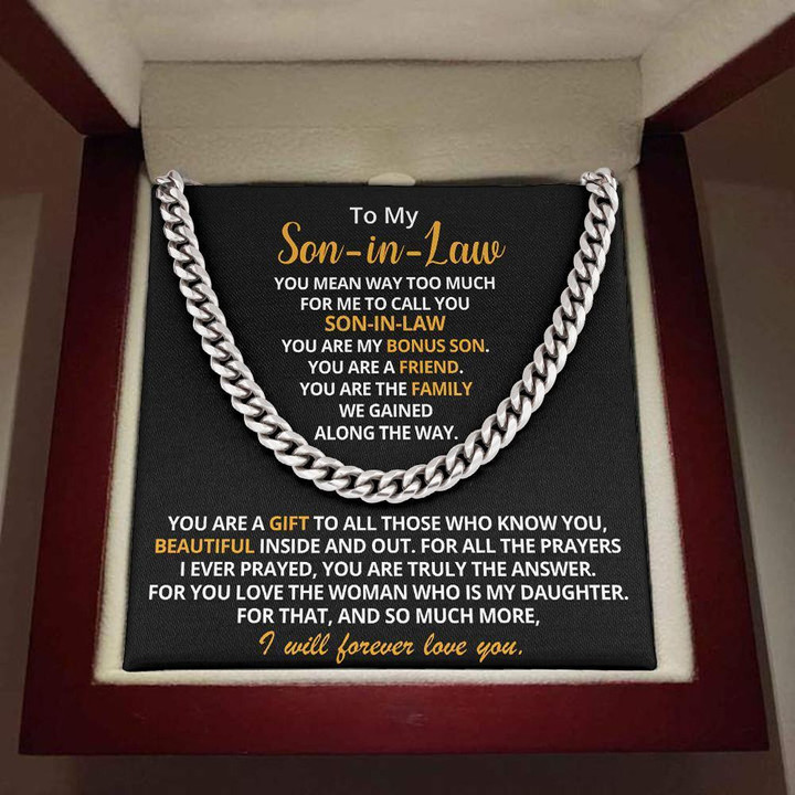 Gift For Son-in-law You Are My Bonus Son Cuban Link Chain Necklace Gift For Son