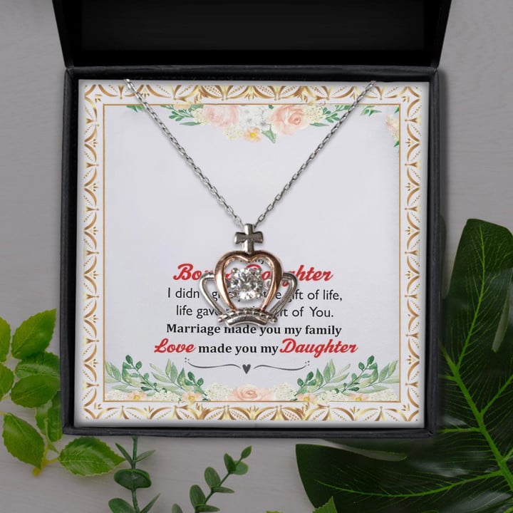 Marriage Made You My Family Sweetest Bonus Daughter Gift For Daughter Crown Pendant Necklace