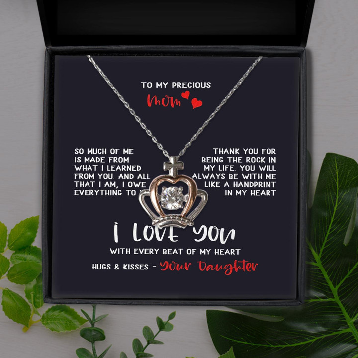Love You With Every Beat Of My Heart Gift For Mom Crown Pendant Necklace