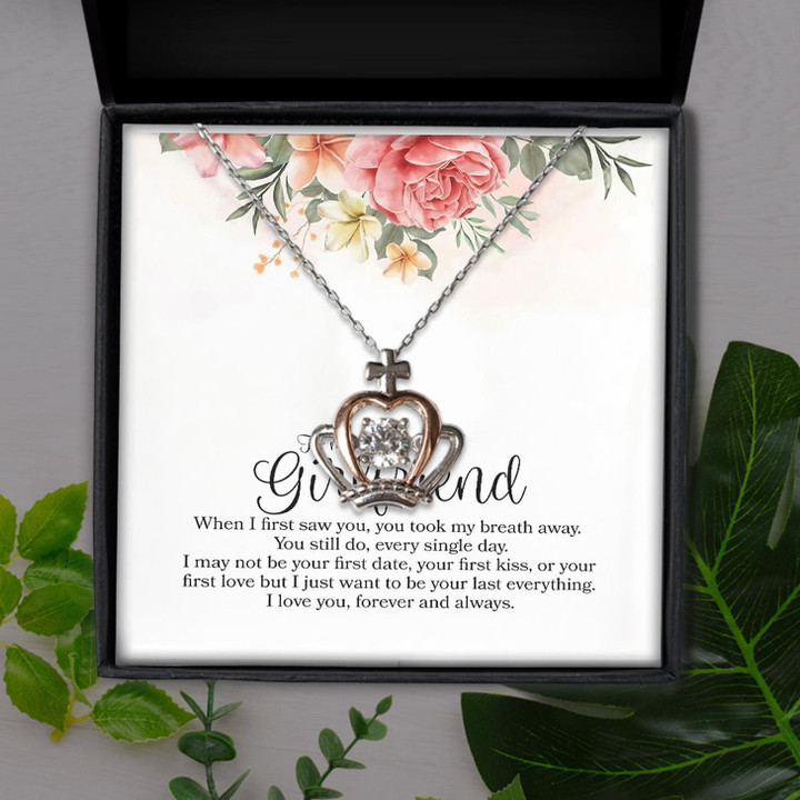 Love You Forever And Always When I First Saw You Gift For Girlfriend Crown Pendant Necklace