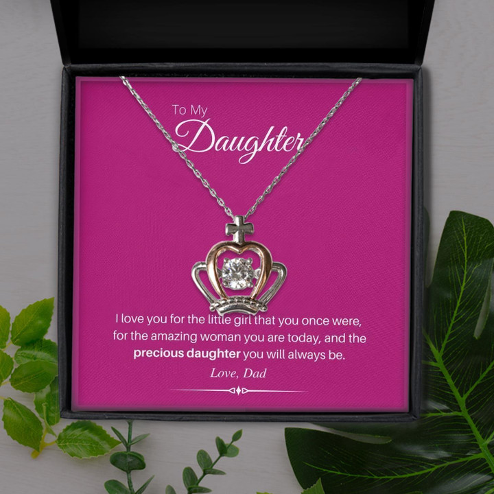 Love You For The Little Girl You Were Gift For Daughter Crown Pendant Necklace