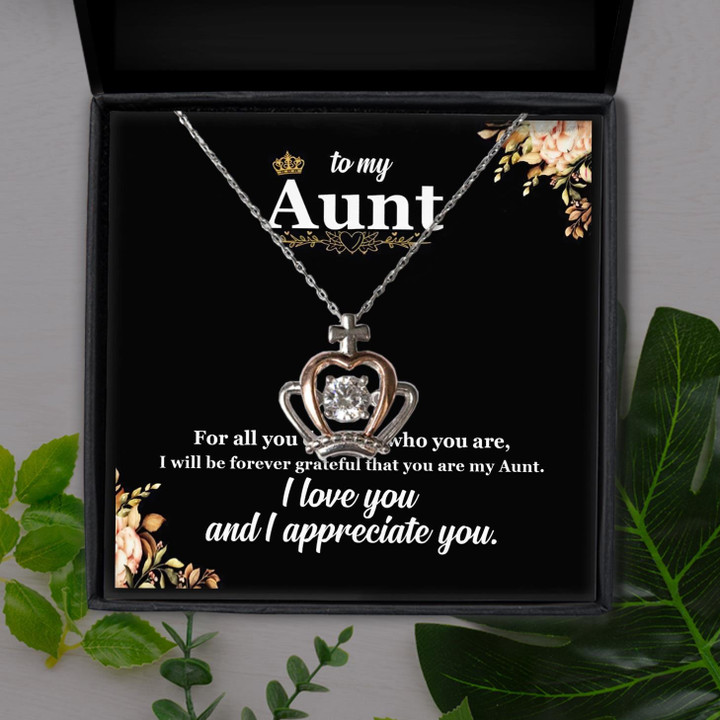 Love You And Appreciate You Gift For Aunt Crown Pendant Necklace