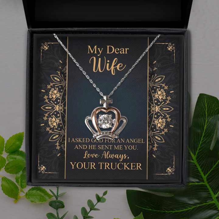 Love Always Trucker Gift For Wife Crown Pendant Necklace
