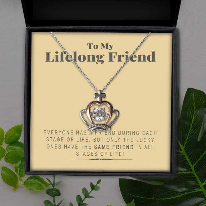 Lifelong Friends Are As Important As Family Gift For Friend Crown Pendant Necklace