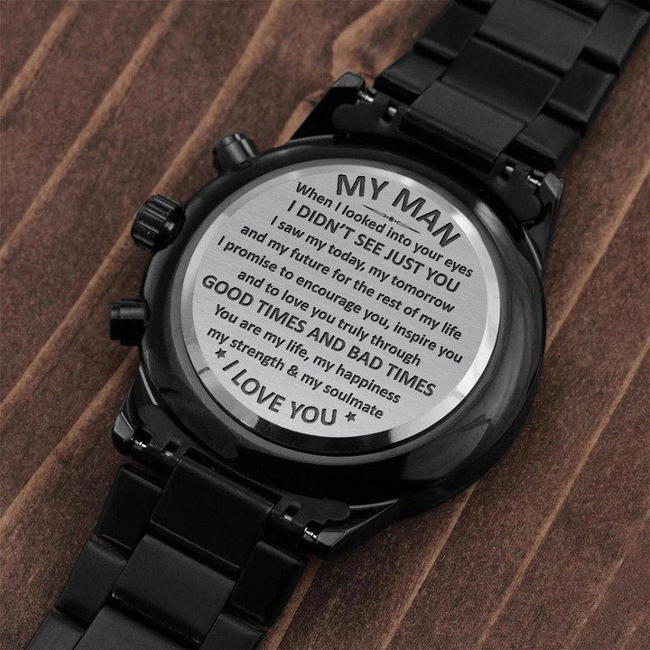 Good Times And Bad Times Best Gift For Husband Engraved Customized Black Chronograph Watch