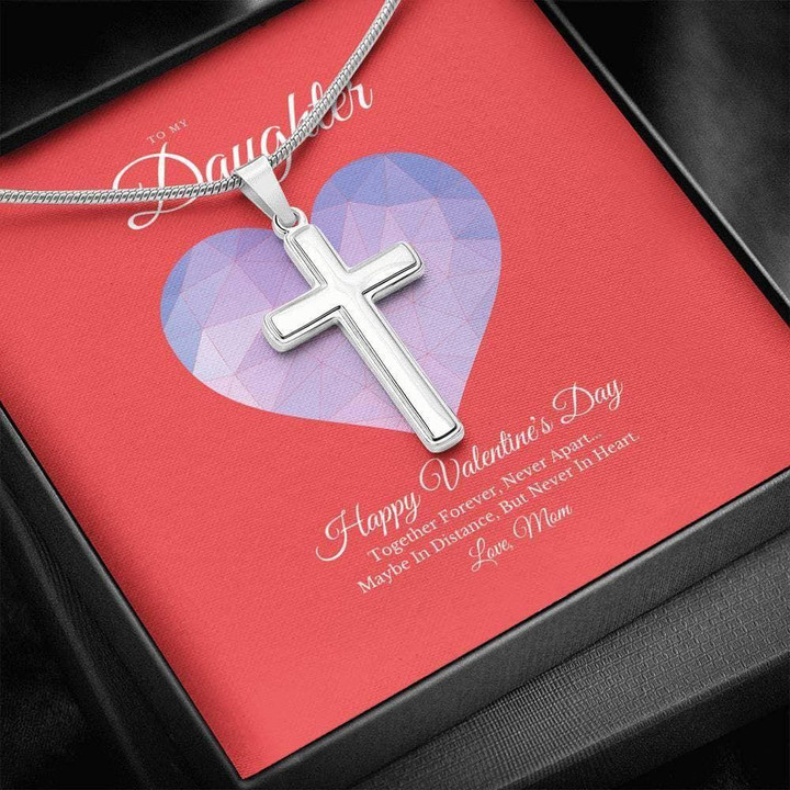 Happy Valentine's Day Gift For Daughter Together Forever Cross Necklace