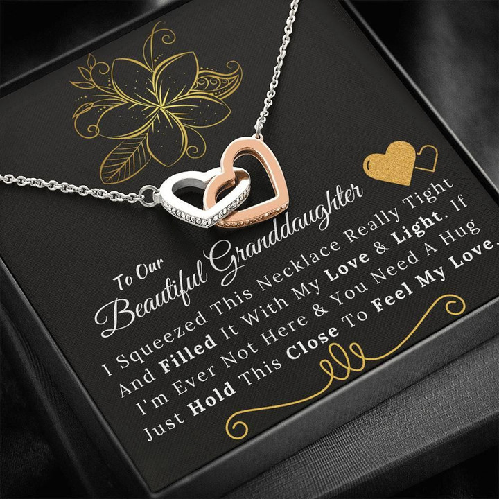 Gift For Granddaughter Just Hold This Close To Feel My Love Interlocking Hearts Necklace