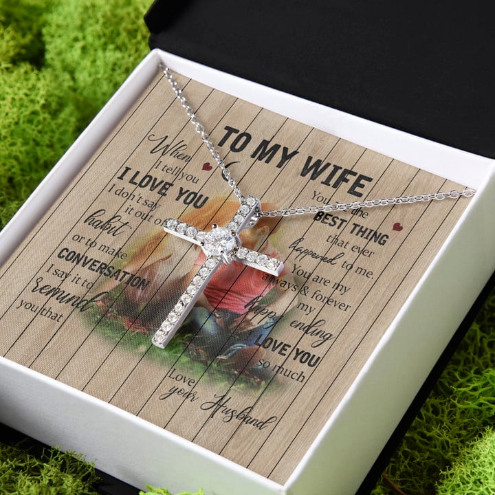 You're The Best Thing Gift For Wife CZ Cross Necklace