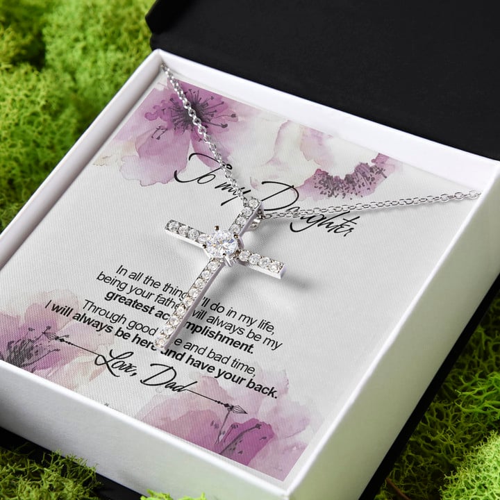 You're My Greatest Accomplishment Gift For Daughter CZ Cross Necklace