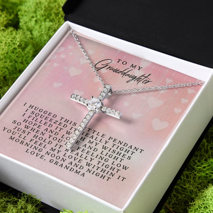 You'll Feel My Love Grandma Gift For Granddaughter CZ Cross Necklace