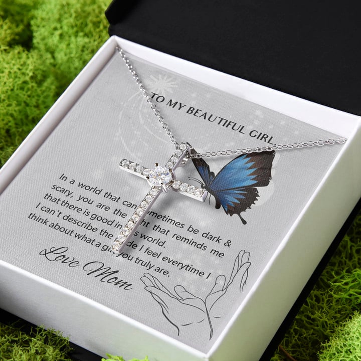 You Are The Light Gift For Daughter CZ Cross Necklace