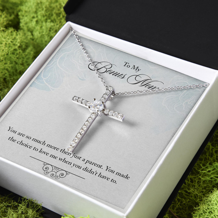 You Are So Much More Than Just A Parent Gift For Mom Bonus Mom CZ Cross Necklace