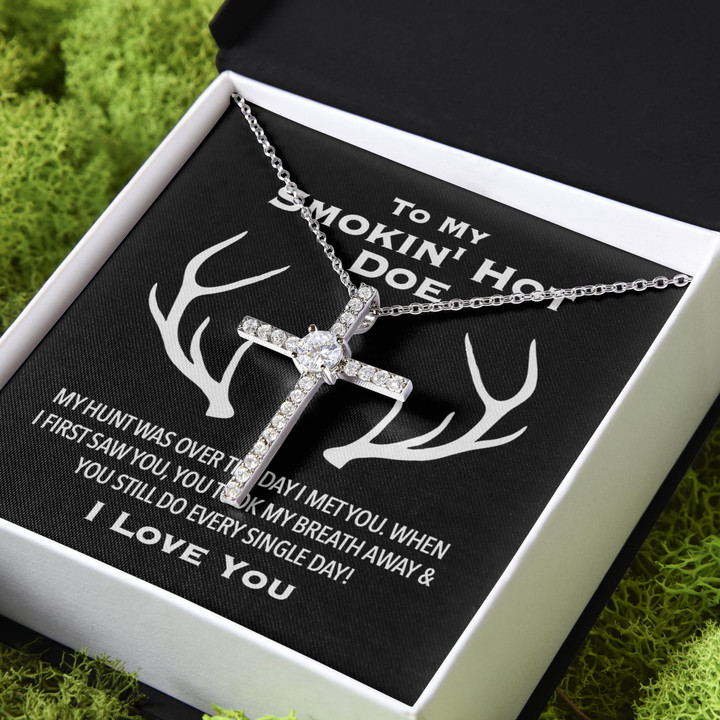 Smokin' Hot Doe Hunt Is Over Gift For Her CZ Cross Necklace