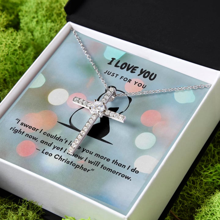 Panda My Love Just For You Gift For Her CZ Cross Necklace