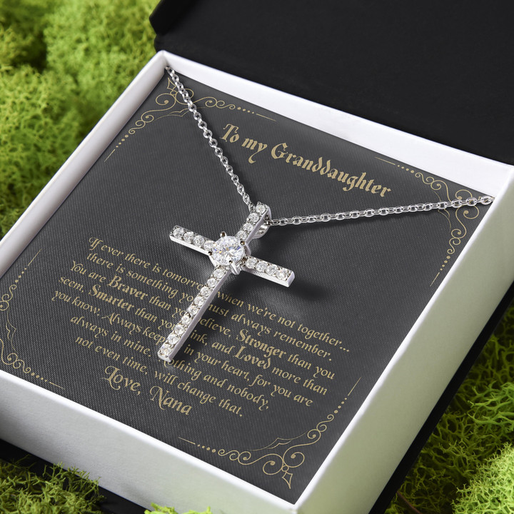Nana Gift For Granddaughter Nothing Can Change That CZ Cross Necklace
