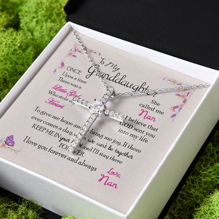 Nan Gift For Granddaughter Love You Forever And Always CZ Cross Necklace