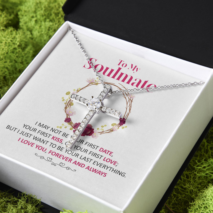 My Soulmate I Love You Forever Gift For Her CZ Cross Necklace