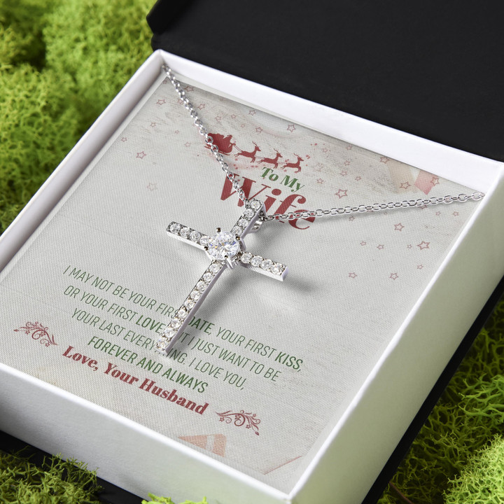 Love You Forever Chirstmas Gift For Wife CZ Cross Necklace