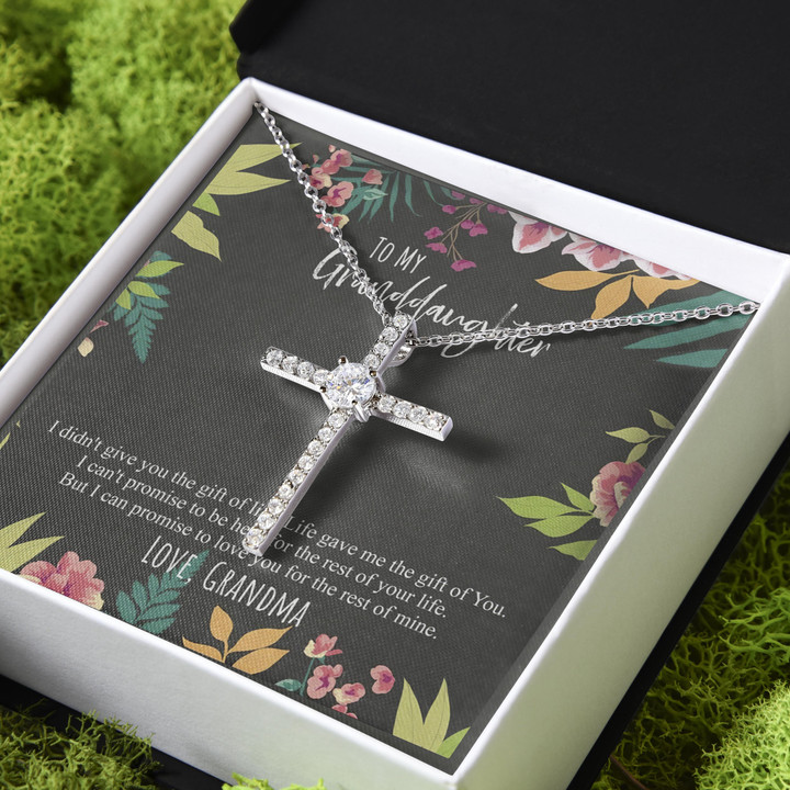 Love You For The Rest Of Mine Gift For Granddaughter CZ Cross Necklace