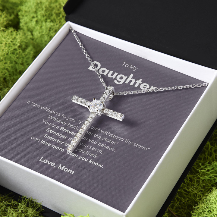 If Fate Whispers To You Gift For Daughter CZ Cross Necklace